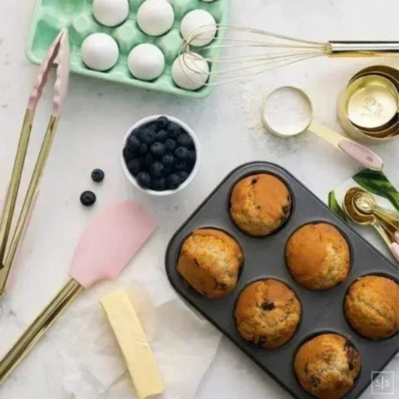 Anthropologie 7 PCS Gold-Pink Kitchen Utensil Set - Picture 7 of 8